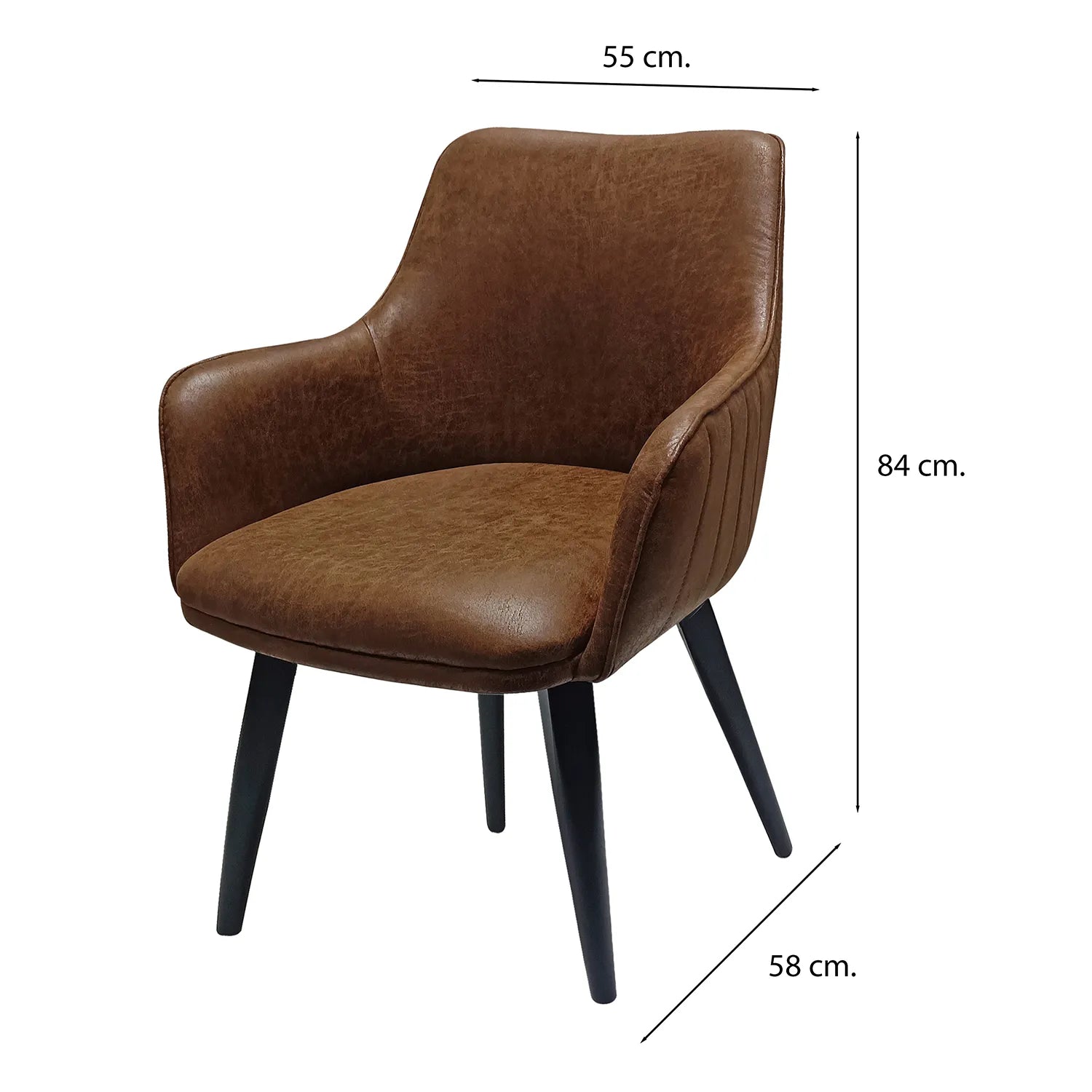 Toronto Vintage Leather Set of 4 Dining Chairs, also available in Grey - Dimensions