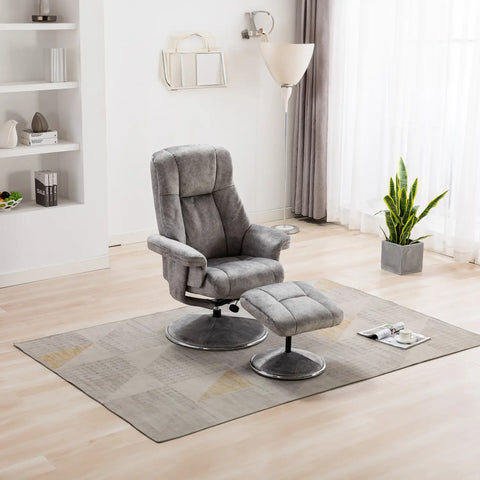 Troyes Fabric High-Back 360 Swivel Chair and Footstool, elephant - Lifestyle