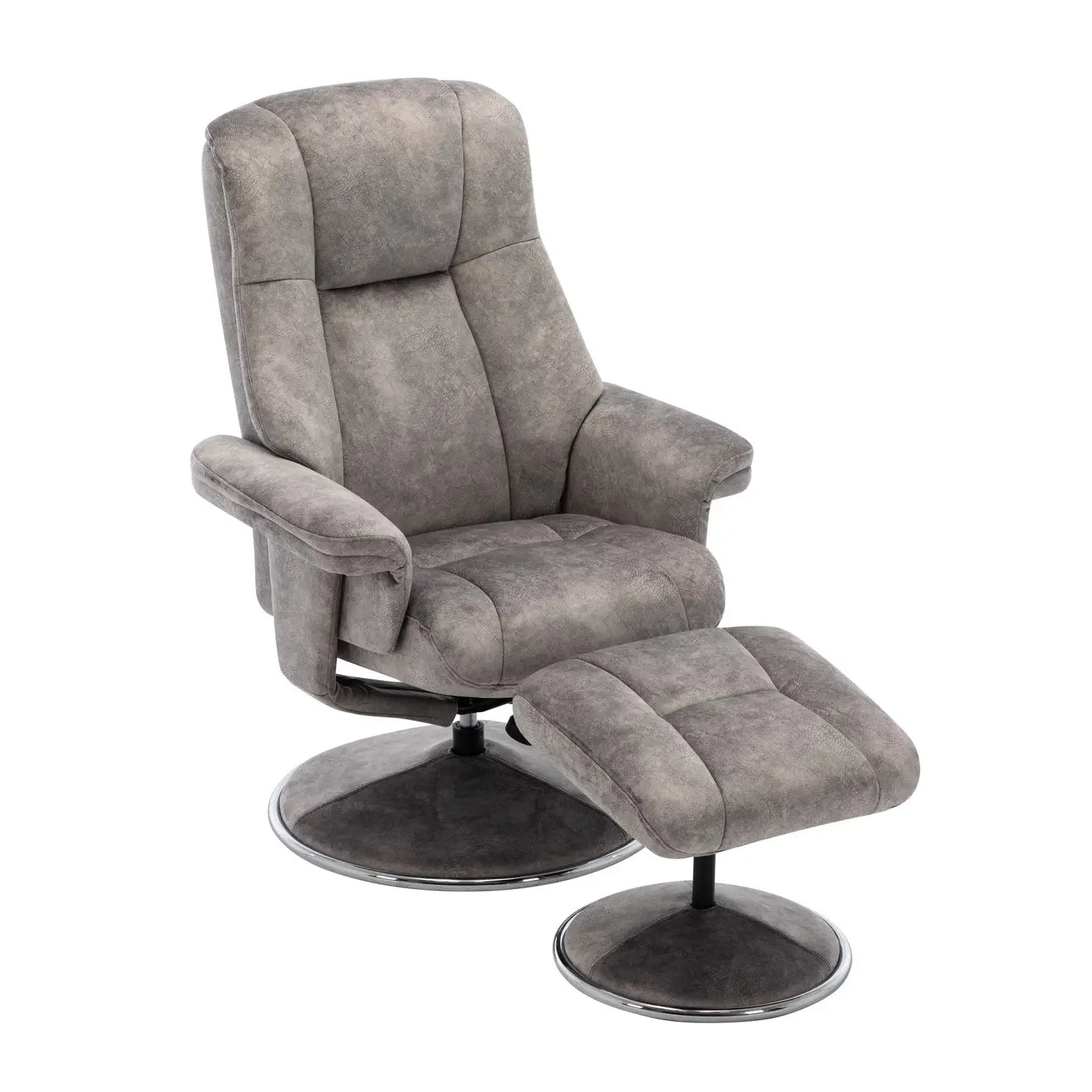 Troyes Fabric High-Back 360 Swivel Chair and Footstool