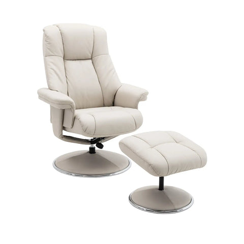 Troyes Leather Look High-Back 360 Swivel Chair and Footstool