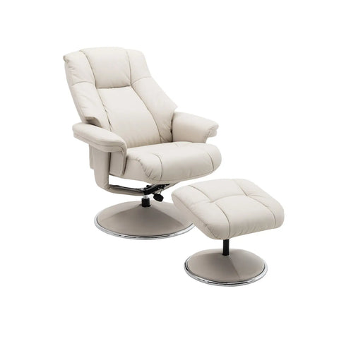 Troyes Leather Look High-Back 360 Swivel Chair and Footstool