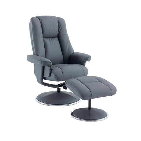 Troyes Leather Look High-Back 360 Swivel Chair and Footstool