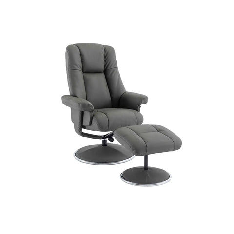 Troyes Leather Look High-Back 360 Swivel Chair and Footstool