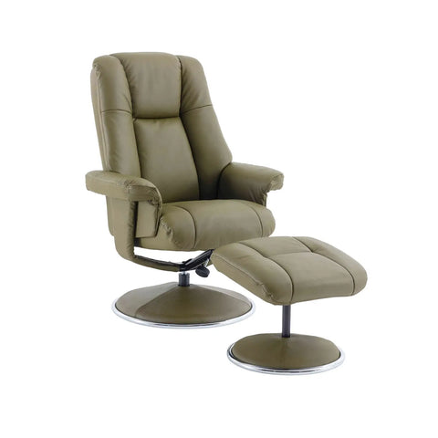 Troyes Leather Look High-Back 360 Swivel Chair and Footstool