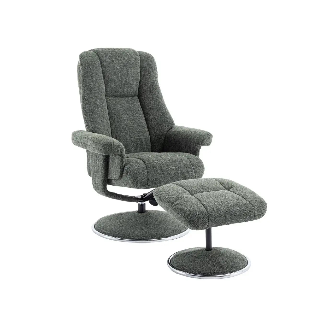 Troyes Fabric High-Back 360 Swivel Chair and Footstool