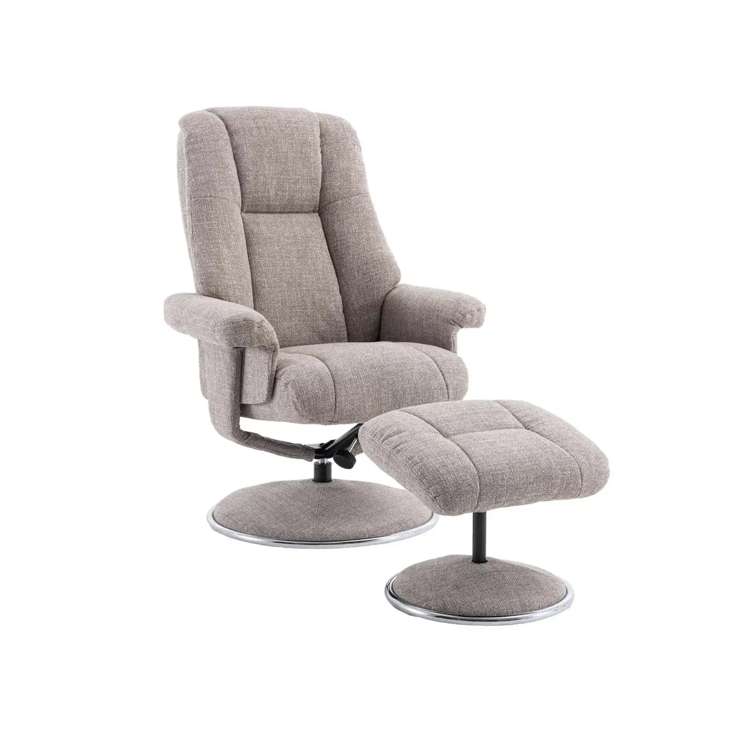 Troyes Fabric High-Back 360 Swivel Chair and Footstool