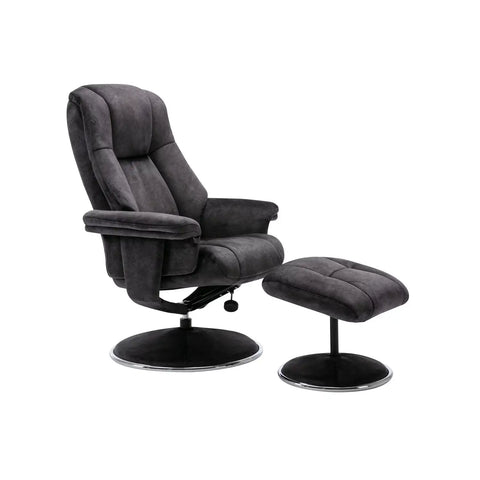 Troyes Fabric High-Back 360 Swivel Chair and Footstool Liquorice Fabric