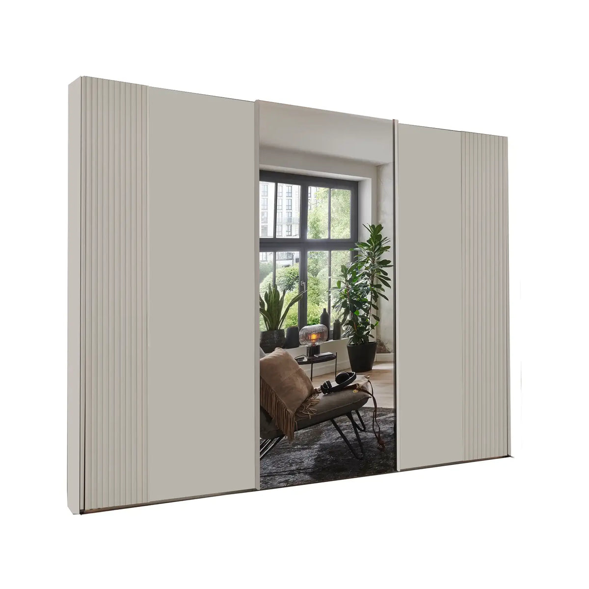 Tulsa Champagne Sliding Door Wardrobe with Mirror 