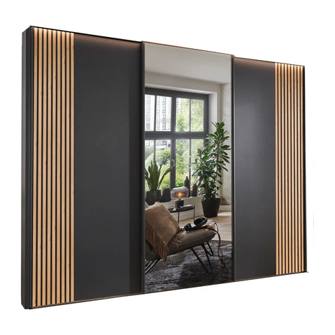 Tulsa Graphite sliding Door Wardrobe with Mirror