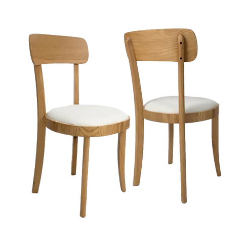 Vernon Natural Oak Scandi Style Dining Chairs with Fabric Seat