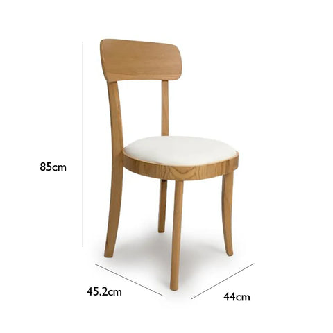 Vernon Natural Oak Set of 4 Dining Chairs - Dimensions