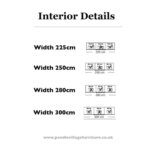 Wiemann Monroe Graphite Mirrored 3 Door Sliding Wardrobe, Available in 4 width sizes 225, 250, 280, 300 and 2 Height sizes 217 and 236-Available Measurements Image