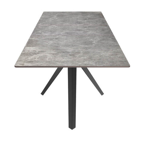 Lina 160-200cm Grey Gloss Ceramic Extending Dining Table with Grey Chairs - Side View 