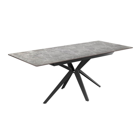 Lina 160-200cm Grey Gloss Ceramic Extending Dining Table with Grey Chairs - Table Extended 