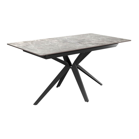 Lina 160-200cm Grey Gloss Ceramic Extending Dining Table with Grey Chairs - Table Closed