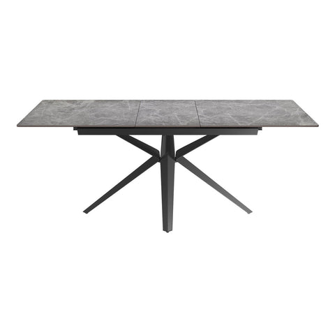 Lina 160-200cm Grey Gloss Ceramic Extending Dining Table with Grey Chairs - Front View of Table Extended 