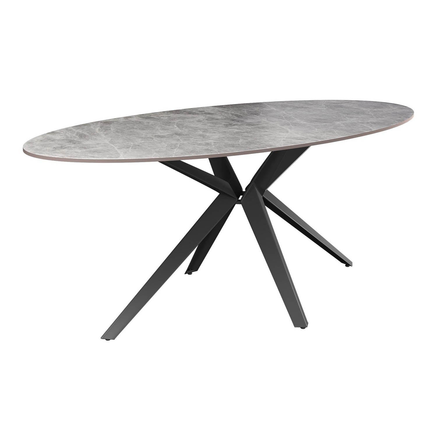 Lina 180cm Grey Gloss Ceramic Oval Dining Table