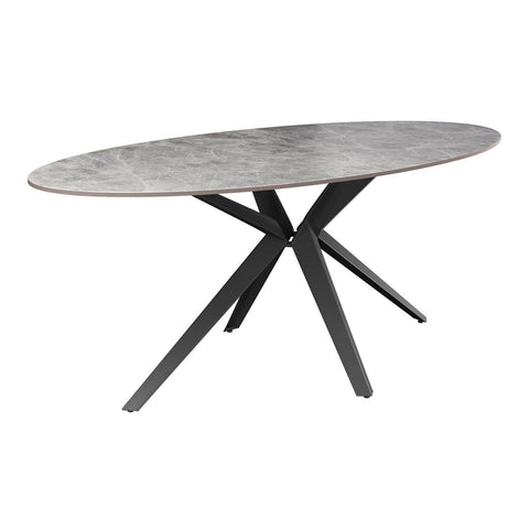 Lina 180cm Grey Gloss Ceramic Oval Dining Table 