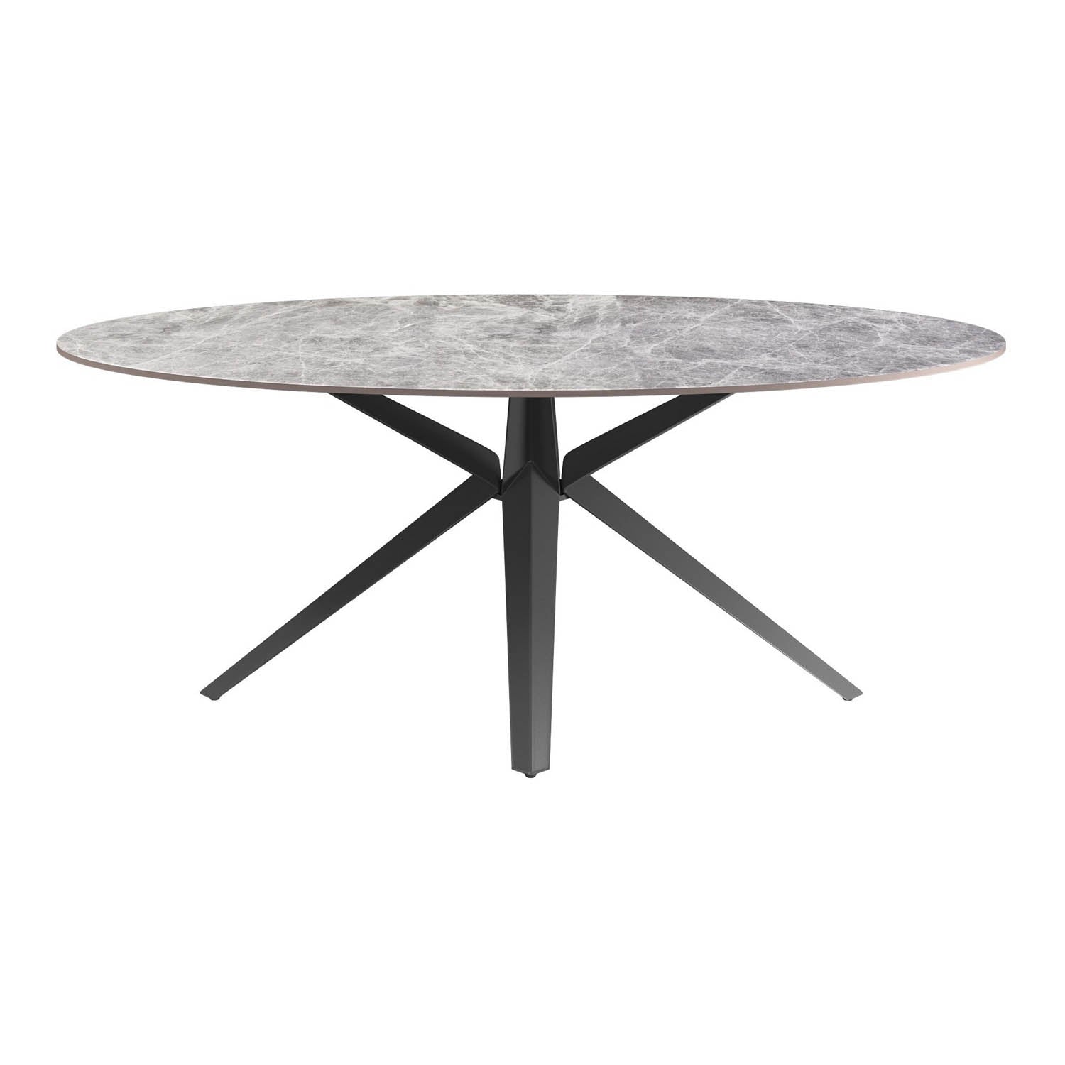 Lina 180cm Grey Gloss Ceramic Oval Dining Table