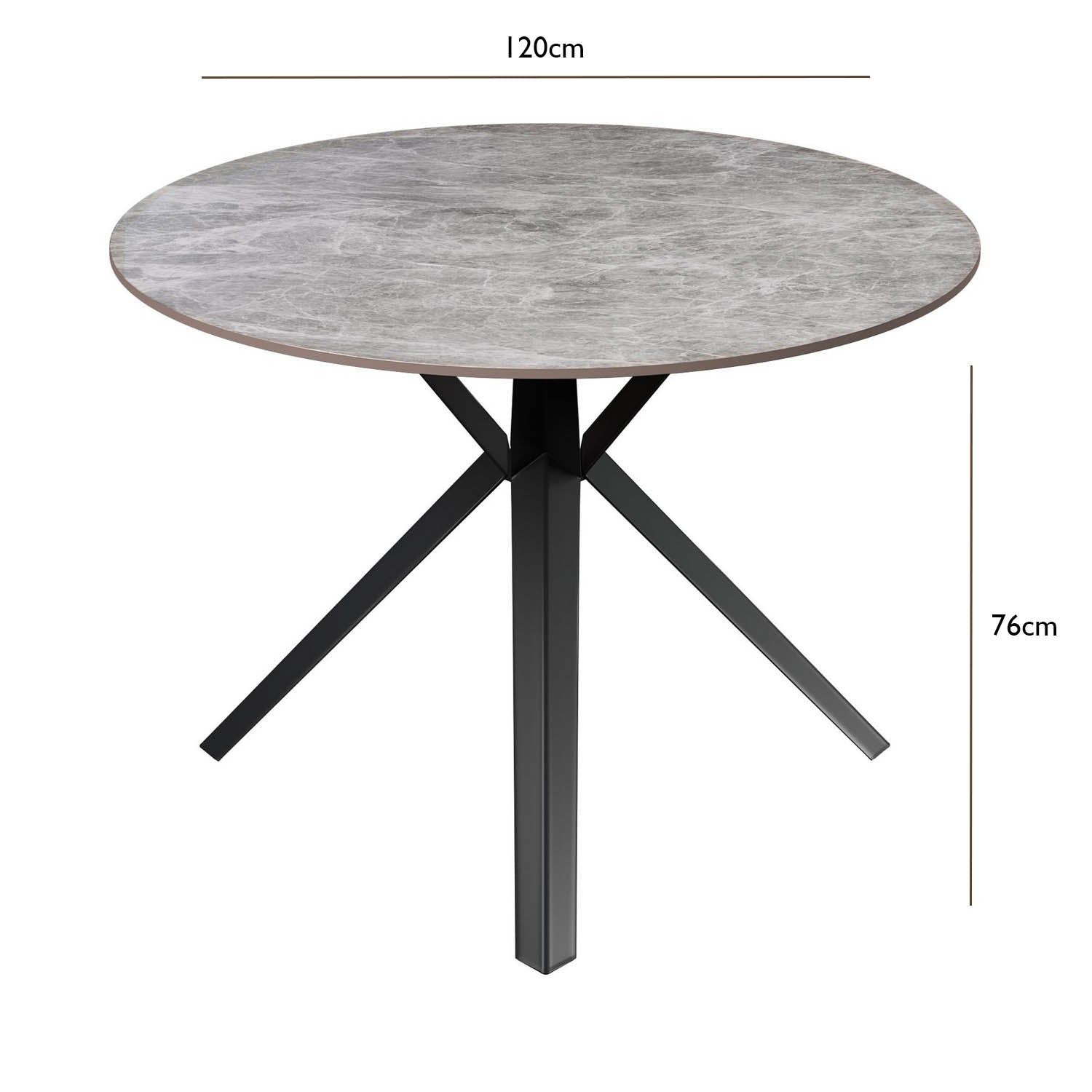 Lina 120cm Grey Gloss Ceramic Round Dining Table