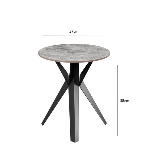 Lina Grey Gloss Ceramic Side Table - Dimensions 