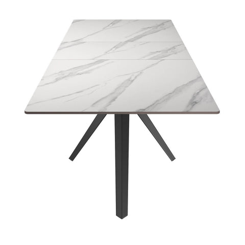 Lina 160-200cm White Gloss Ceramic Extending Dining Table - Side View 