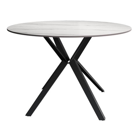 Lina 120cm White Gloss Ceramic Round Dining Table - Design Close Up