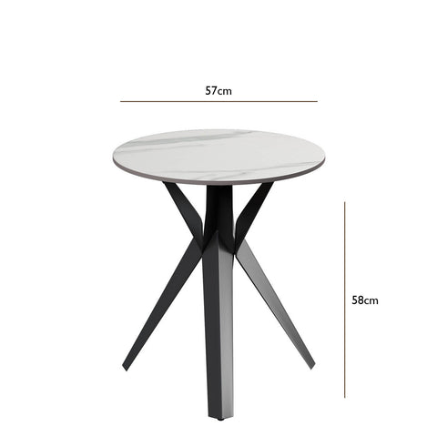 Lina White Gloss Ceramic Side Table - Dimensions 