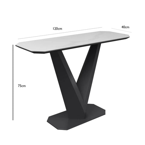 Vizzari White Ceramic Console Table Matte Finish