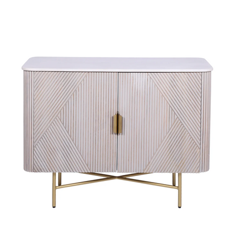 Valencia Marble Mango Wood 2 Door Sideboard, matching furniture available - Front View 