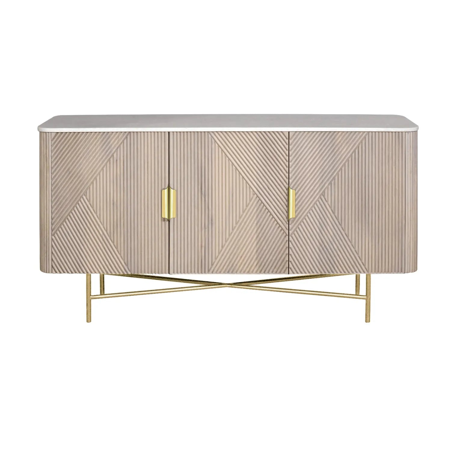 Valencia Marble Mango Wood 3 Door Sideboard