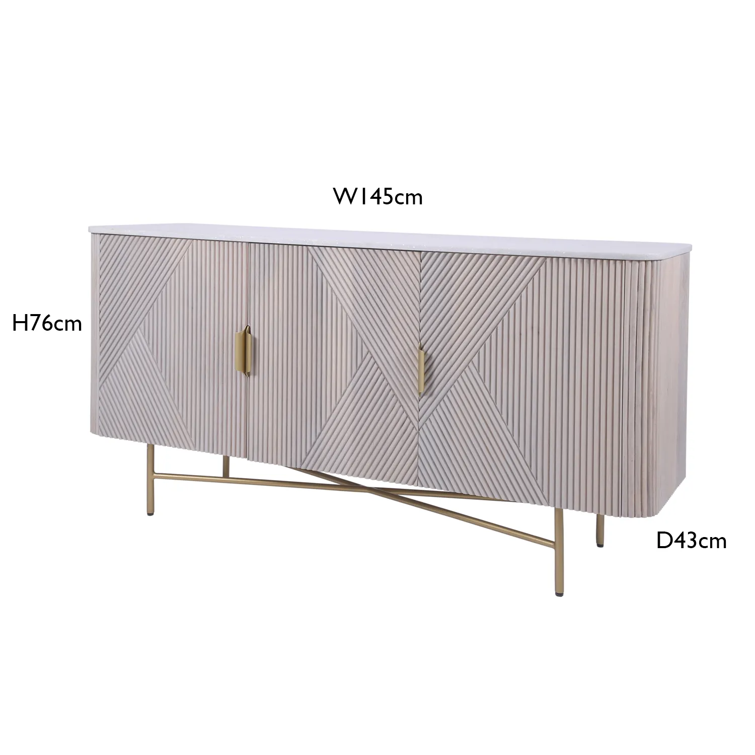 Valencia Marble Mango Wood 3 Door Sideboard