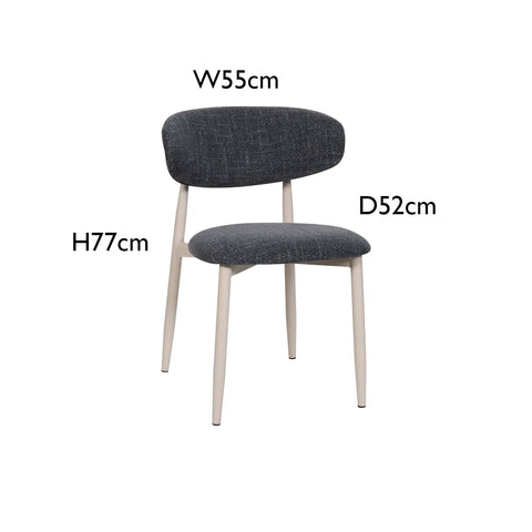 Set of 4 Valencia Forest Green Upholstered Dining Chairs, also available in Charcoal and Oatmeal - Dimensions