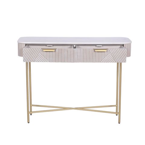 Valencia Marble Mango Wood Console Table, matching furniture available - Drawers Opened 