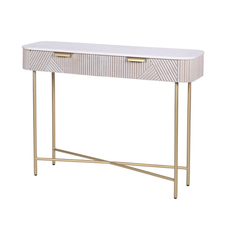 Valencia Marble Mango Wood Console Table, matching furniture available - Angled View 