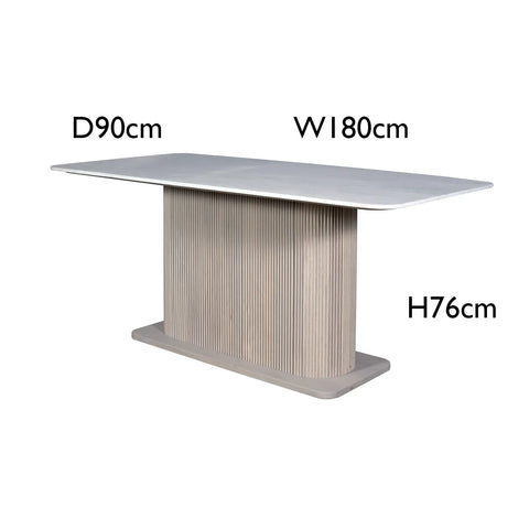 Valencia Marble Mango Wood Dining Table Set, Matching Furniture Available - Table Dimensions