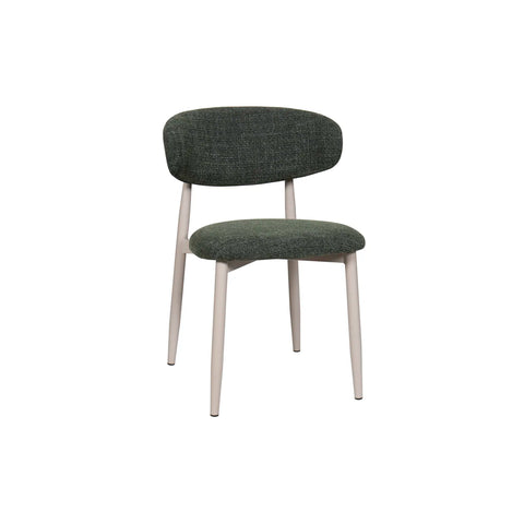 Set of 4 Valencia Forest Green Upholstered Dining Chairs, also available in Charcoal and Oatmeal - Angled View 