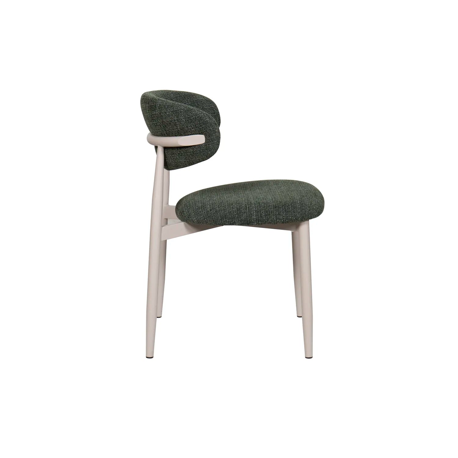 Set of 4 Valencia Forest Green Upholstered Dining Chairs, also available in Charcoal and Oatmeal - Side View 