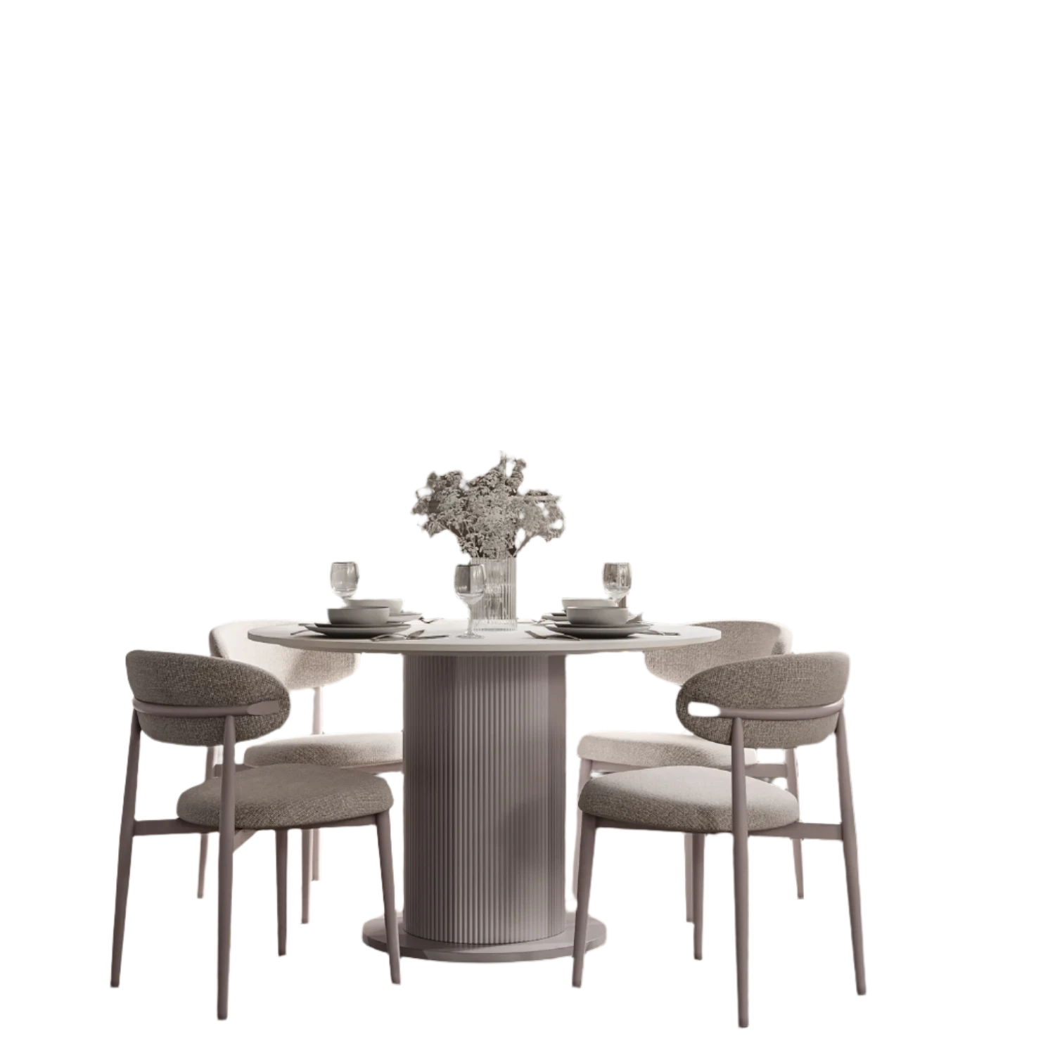 Valencia Marble Mango Wood Round Dining Table Set