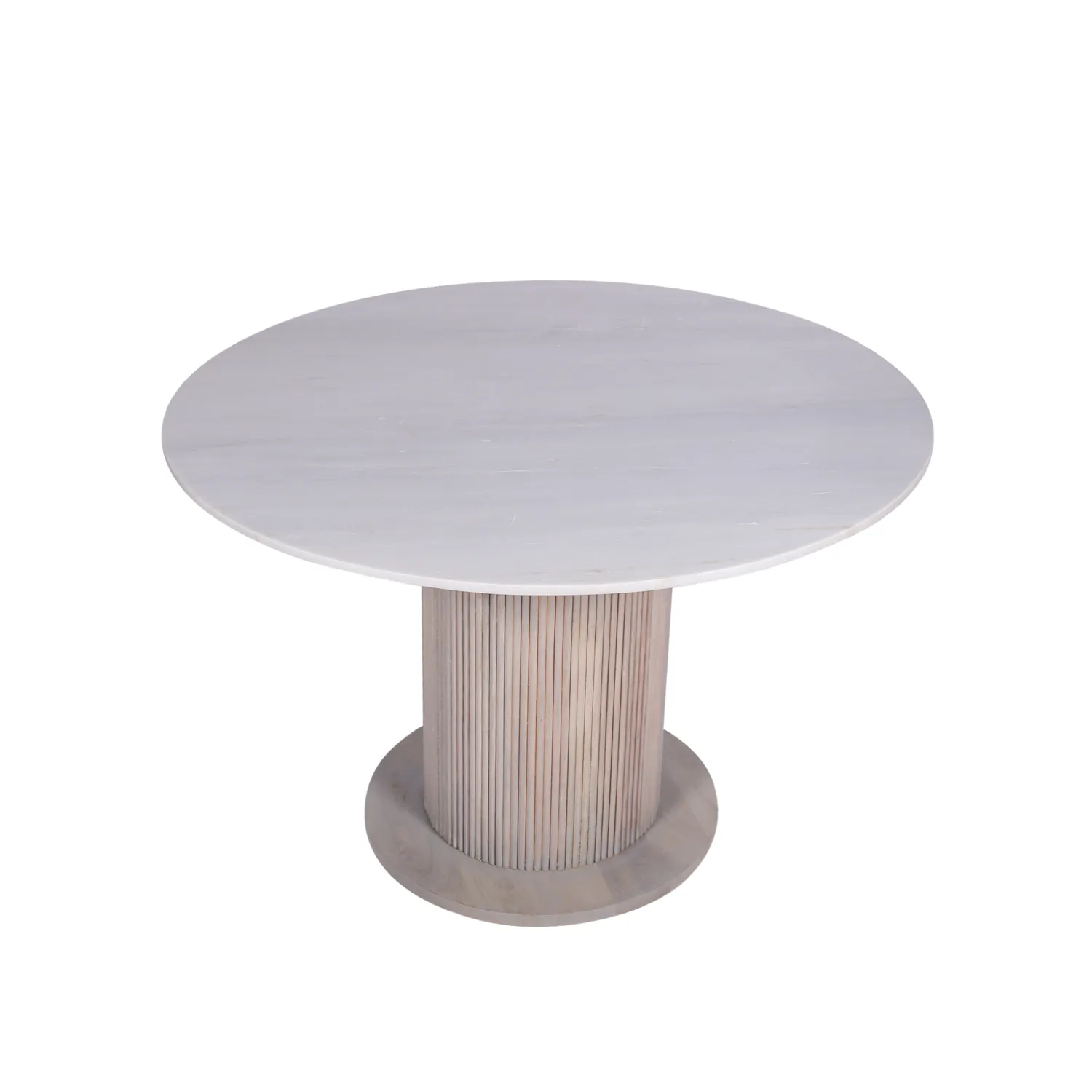 Valencia Marble Mango Wood Round Dining Table Set