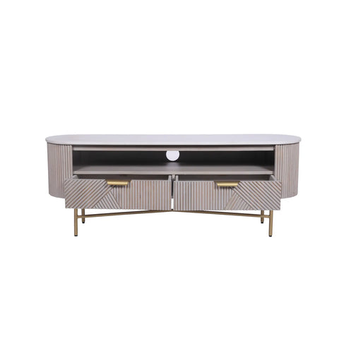 Valencia Marble Mango Wood TV Unit, Matching Furniture Available - Drawers Open