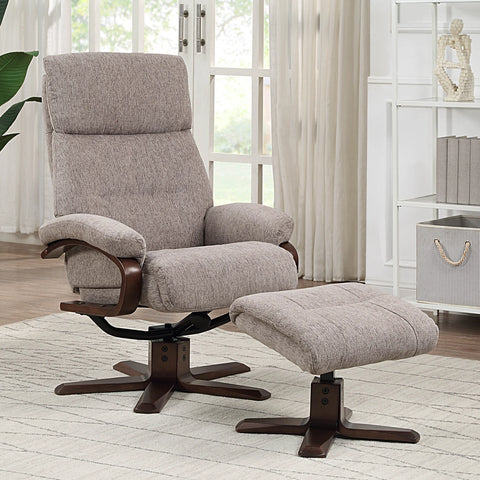 Valencia Fabric Swivel Recliner Chair with Footstool, also available in Forest Green and Beige - Lifestyle Image