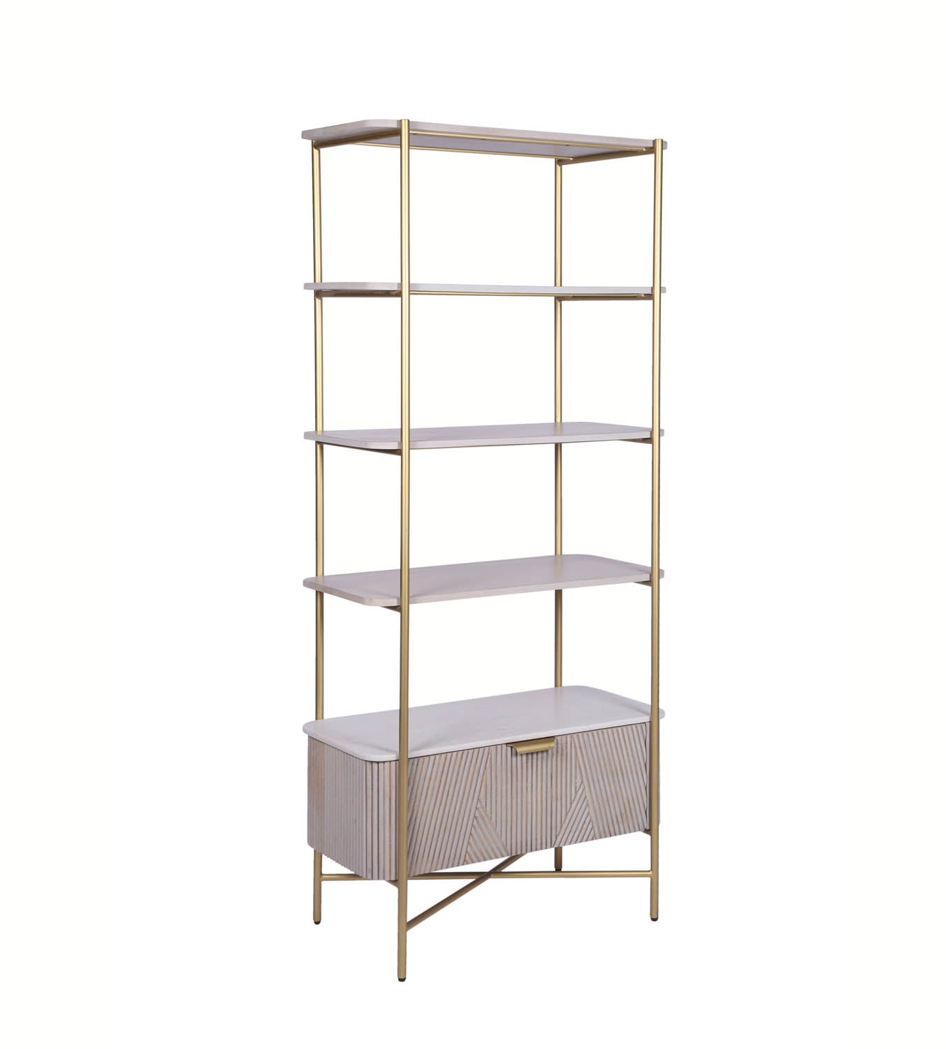 Valencia Marble Mango Wood Bookshelf with Drawers