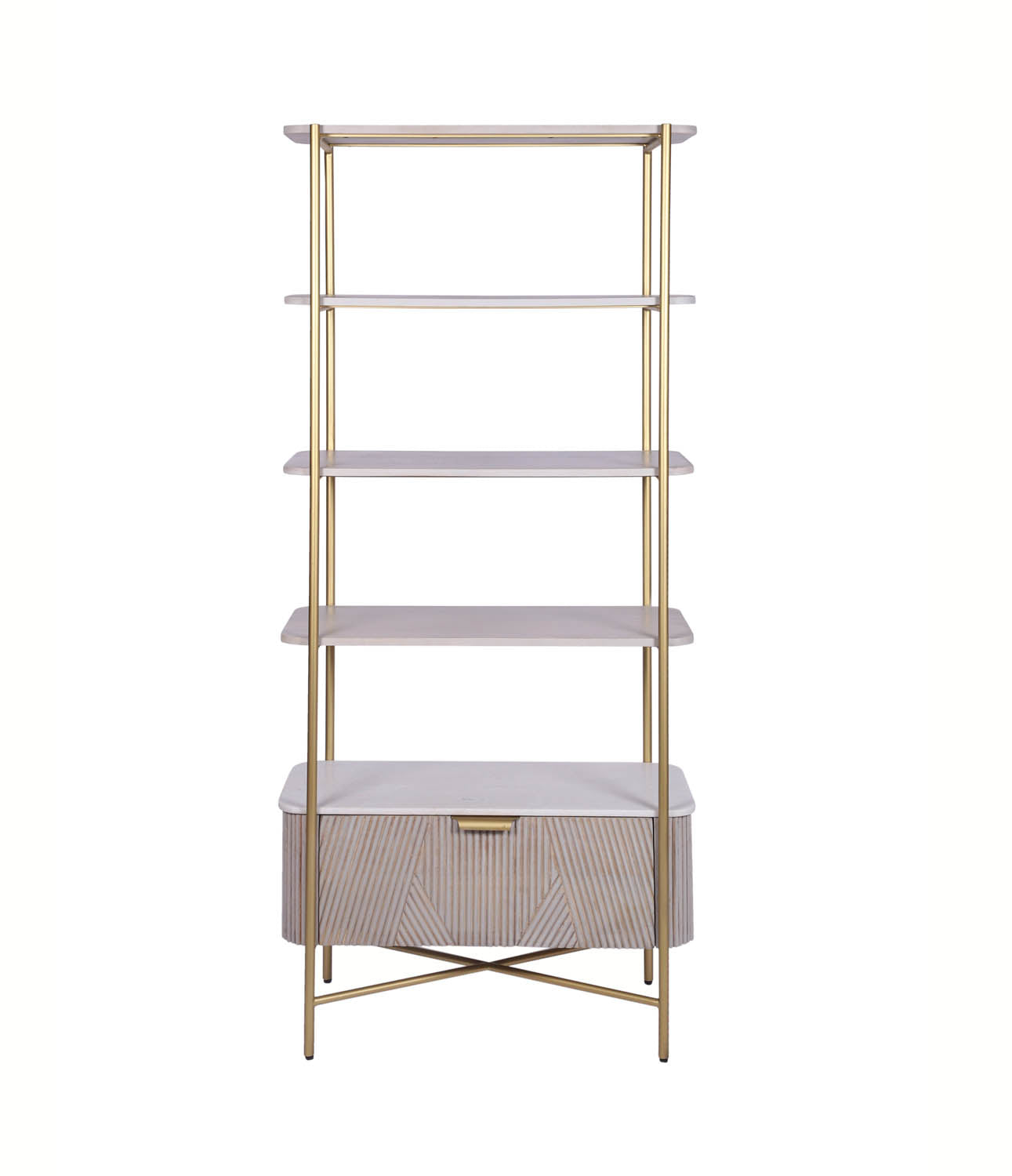 Valencia Marble Mango Wood Bookshelf with Drawers