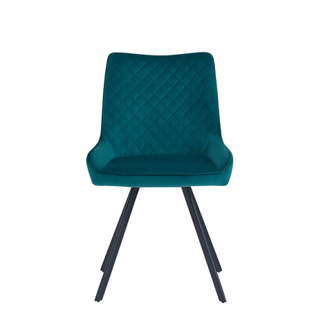 Valentino Set of 4 Plush Velvet Turquoise Dining Chair