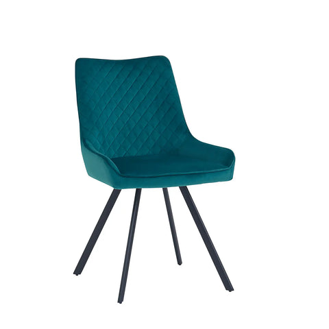 Valentino Set of 4 Plush Velvet Turquoise Dining Chair