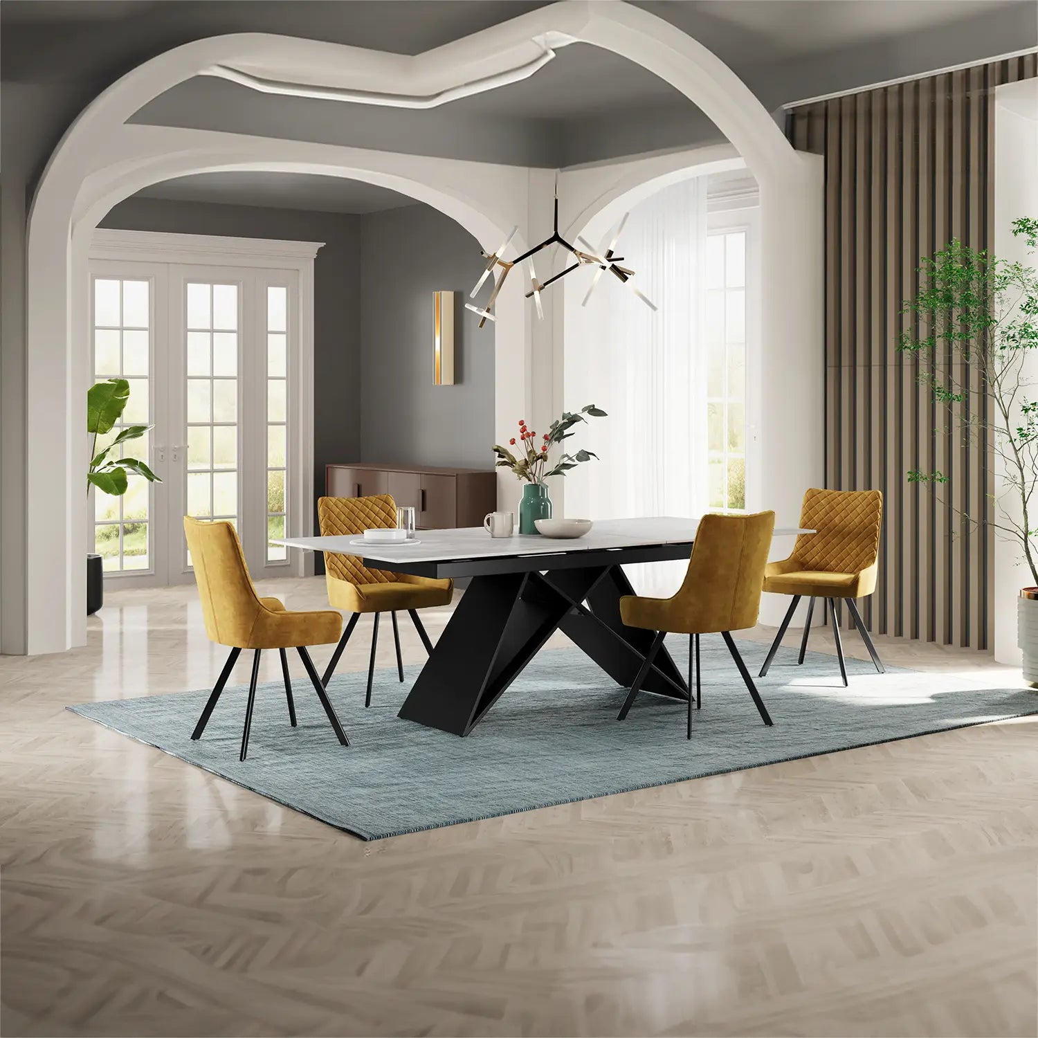 Valentino Argento Grey Ceramic Extending Dining Table