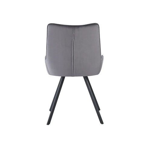 Valentino Grey Plush Velvet Dining Chairs with Diamond Stitch Design - Back 