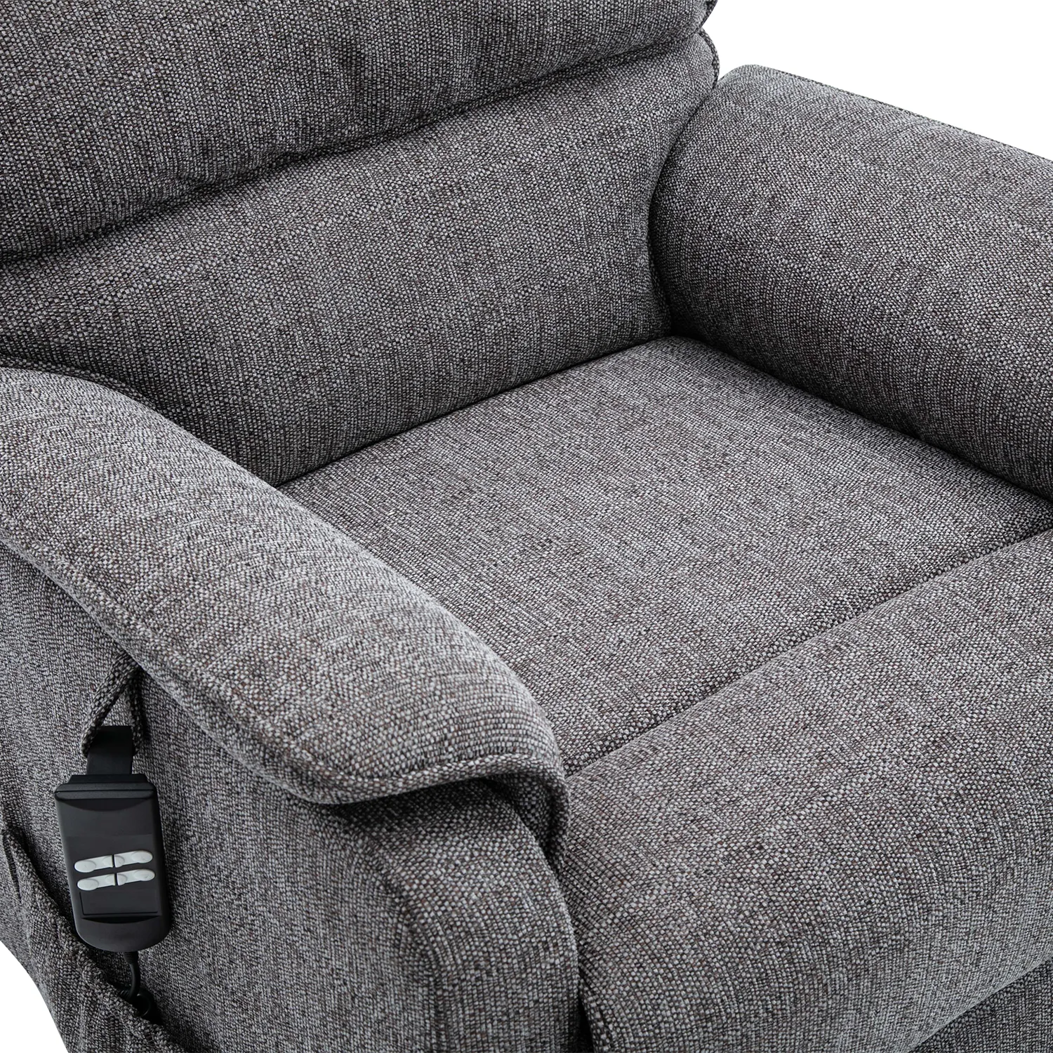 Valentino Lisbon Grey Fabric Double Motor Rise and Recline Chair - Seat and Arm Details