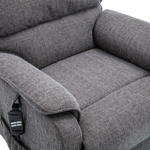 Valentino Lisbon Grey Fabric Double Motor Rise and Recline Chair - Seat and Arm Details